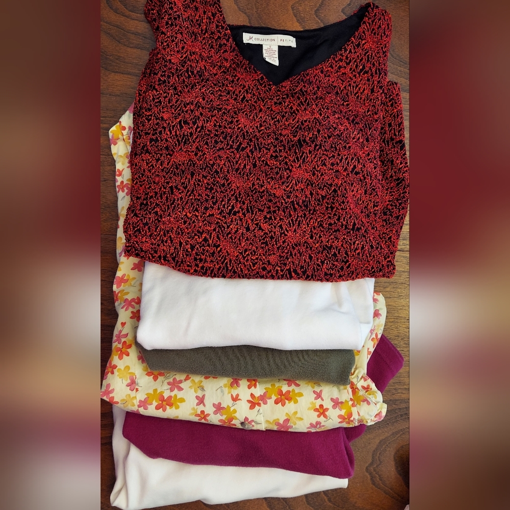 Lot of 6 SP 3/4 Length Sleeve Shirts. JM Collection, Vintage Carole Little, etc.